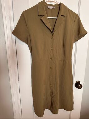 Everlane Olive Green Buttoned Dress, 4